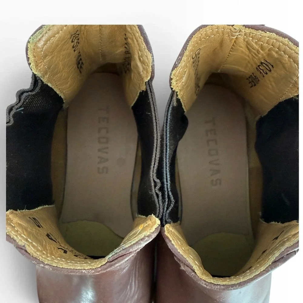 Tecovas The Luke Brown Leather Chelsea Boots Mens 9.5 EE Wide Vibram Wedge